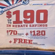 Sale on Michelin and bf Goodrich tires.