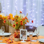 Mindy and her staff also set our tables, skirted the linens rented through her, and placed our centerpieces!