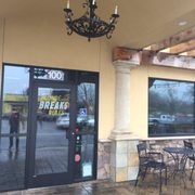Beautiful chandelier entering this Starbucks!