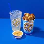 a pretzel and a drink