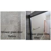 Shower glass door before and after photo