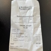 the receipt for the sandwich