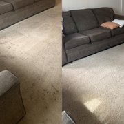 Before/after of a customers living room