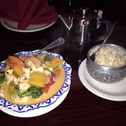 Pumpkin curry w/chicken & brown rice.