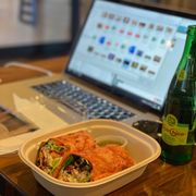 Getting some work done while enjoying this delicious wrap!!