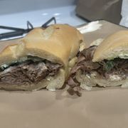 Tri-tip with bleu cheese, no grilled onions. Delicious.