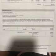 The bill for no help no medicine just to diagnose before lab she was depressed then I went with suggestions decided for lab