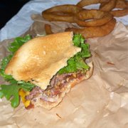 Triple Double Burger Meal with Beer Battered Onion Rings