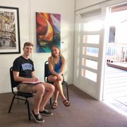 Pleasant Valley High School students interview gallery director.