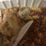 the garlic clove in question, also it's weird seeing the pasta not infuse with the sauce