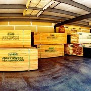stacks of lumber in a warehouse