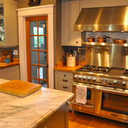 All new kitchen in this 100yr old home. Carrera Marble and butcher block counters!