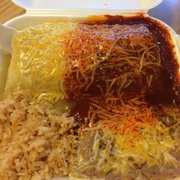 #25 combo burrito. 1/2 red sauce 1/2 green ! Very good. Next time I'd get with no lettuce.