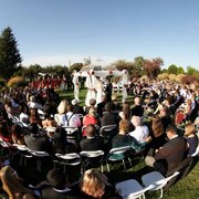 an outdoor wedding ceremony