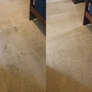 Before/after of heavily stained bedroom