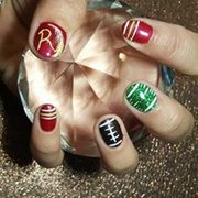 Washington Redskin football theme gel manicure