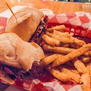 Red Giant sandwich with fries