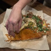 Fried chicken trash taco, yum yum!!