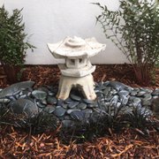 a garden with rocks and plants