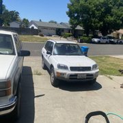 Before buffing older vehicle.
