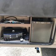 Outdoor fridge and BBQ for 2018 Forest River. BBQ runs off propane on the trailer 10gal