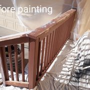 Painting some wooden hand railings and spendals