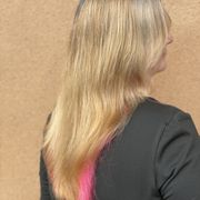 Layer cut with a pop of pink