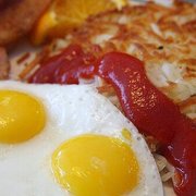 two eggs and hash browns