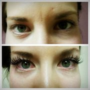 Before and after eyelash extensions