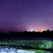 The Nye Ranch farm at night