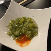 Cucumber sunomono (cucumber salad).