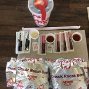 I ordered the RB Classic 5 for $5.00 on line with a Dr. Pepper. My pickup was for 2:30pm and my order was ready at 2:27pm $8.65