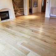 a hardwood floor in a living room