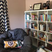A warm, comfortable office provides a safe space for clients.