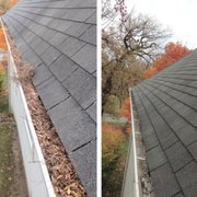 Before and after gutter cleaning