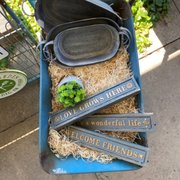 a wheelbarrow full of items