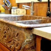 Marble sink installed