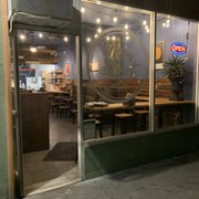 the entrance to the restaurant