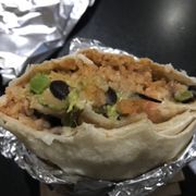 Chico fajita burrito (no meat) + black beans, cheese & guacamole. Verde salsa on the side.