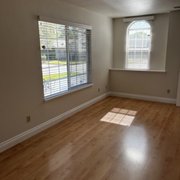 New baseboard moulding, new laminate flooring new blinds, walls and ceilings painted