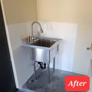 This is a new prep sink we installed. We also installed water proof acrylic wall panels to prevent damage to the drywall, and new paint.