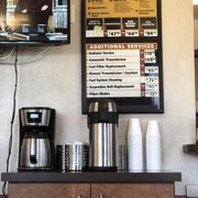 Some prices and coffee/water station