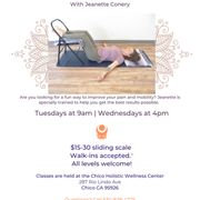 Weekly Spine Yoga Therapy at Chico Holistic Wellness Center. 

Walk-ins welcome, reservations encouraged!