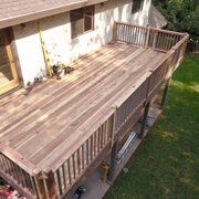 Redwood deck rebuild with railing