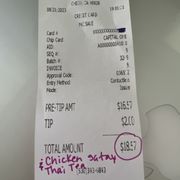 If you get chicken satay & a Thai tea, you'll pay this-