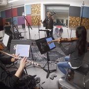 Conducting a Pierrot ensemble for a recording session of my graduate thesis piece "Time Carvers", San Francisco Conservatory of Music