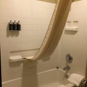 Bottles of shampoo, conditioner, soap