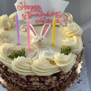 a birthday cake with candles
