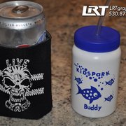 LRT Graphics did these promotional items for two different clients here in Chico. Beer cozies, sippy cups and more.