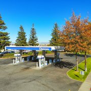 a view of a gas station